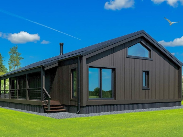 Каркасный дом из клеенного бруса по технологии фахверк 155 м2 одноэтажный