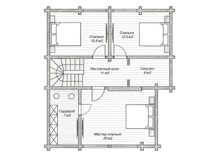 Двухэтажный дом из клееного бруса Пур-Наволок-165 (9х9,5 м) Двухэтажный дом из клееного бруса Пур-Наволок-165 (9х9,5 м)