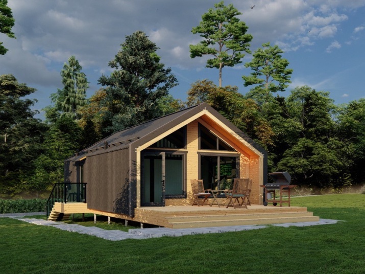 Дом каркасный из клеенного бруса по технологии Фахверк 47 м2 одноэтажный