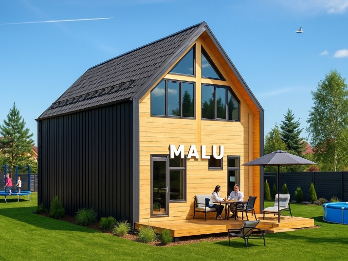 Каркасный дом из клеенного бруса по технологии Фахверк 120 м2 два этажа