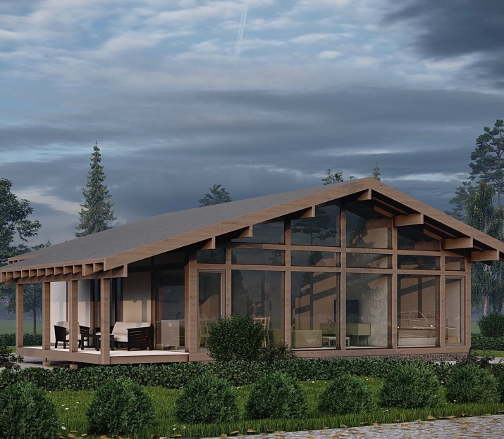 Проект дома в стиле ФАХВЕРК 110 м2 размером 10.5 на 10.5 м