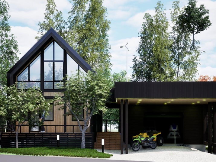 Каркасный дом из клееного бруса по технологии Фахверк в стиле БАРНХАУС 100 м2 в 2 этажа Каркасный дом из клееного бруса по технологии Фахверк в стиле БАРНХАУС 100 м2 в 2 этажа