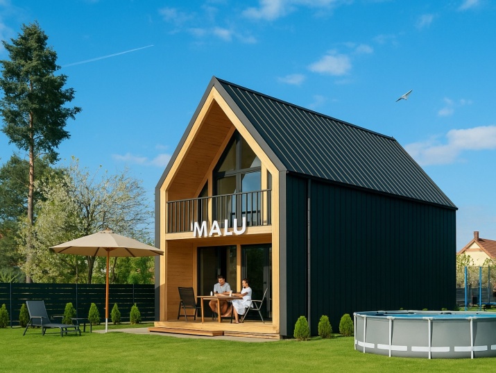 Каркасный дом из клеенного бруса по технологии Фахверк 120 м2 два этажа