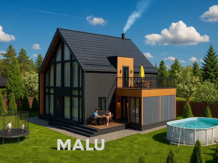 Каркасный дом из клееного бруса по технологии Фахверк в стиле БАРНХАУС 100 м2 в 2 этажа Каркасный дом из клееного бруса по технологии Фахверк в стиле БАРНХАУС 100 м2 в 2 этажа