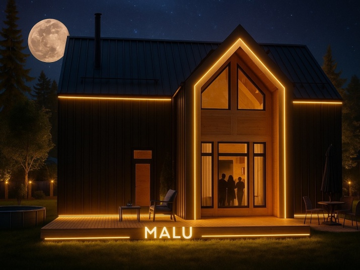 Каркасный дом из клеенного бруса по технологии Фахверк 120 м2 два этажа