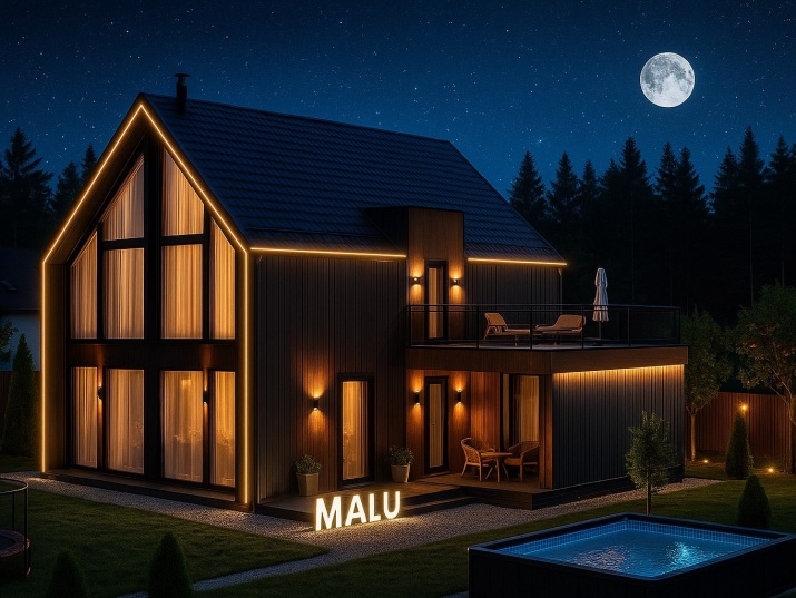 Каркасный дом из клееного бруса по технологии Фахверк в стиле БАРНХАУС 100 м2 в 2 этажа Каркасный дом из клееного бруса по технологии Фахверк в стиле БАРНХАУС 100 м2 в 2 этажа