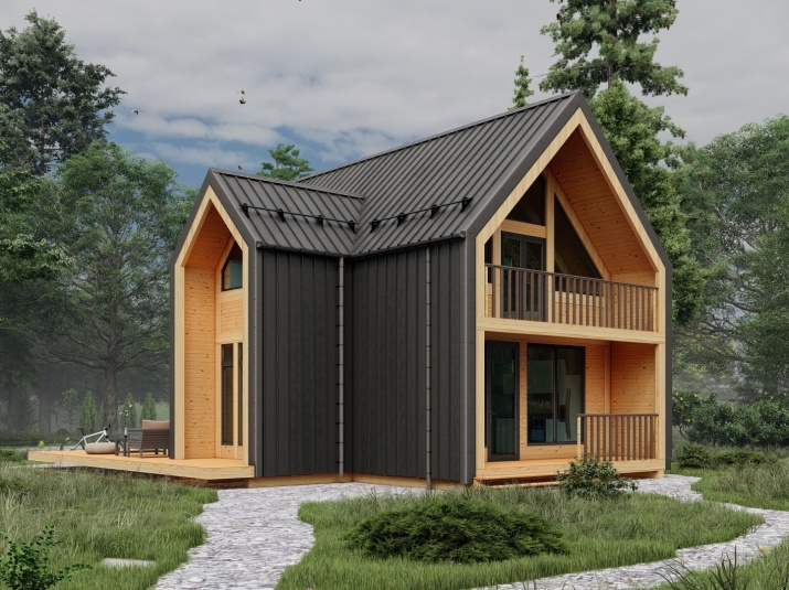 Каркасный дом из клеенного бруса по технологии Фахверк 120 м2 два этажа