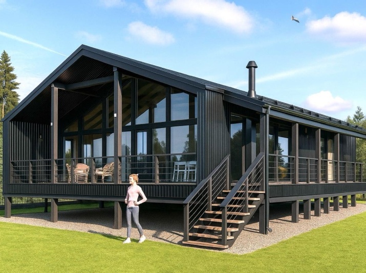 Каркасный дом из клеенного бруса по технологии Фахверк 155 м2 одноэтажный в Москве