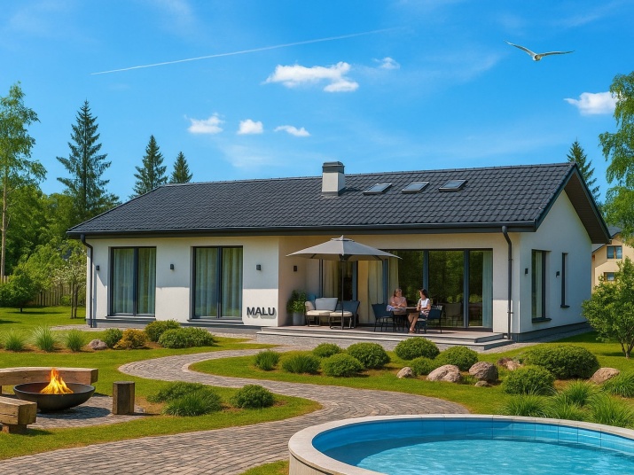 Одноэтажный каркасный дом Тутаев 162 м2 (15х15 м) Одноэтажный каркасный дом Тутаев 162 м2 (15х15 м)