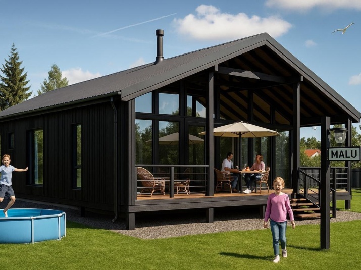 Каркасный дом из клеенного бруса по технологии фахверк 155 м2 одноэтажный