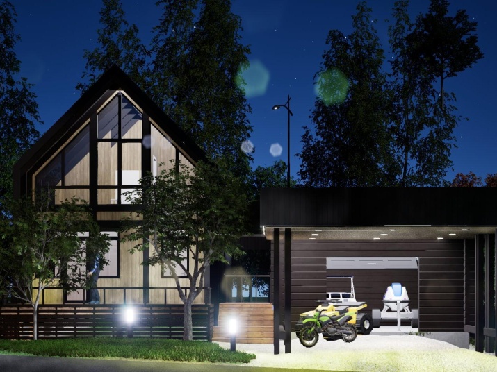 Каркасный дом из клееного бруса по технологии Фахверк в стиле БАРНХАУС 100 м2 в 2 этажа Каркасный дом из клееного бруса по технологии Фахверк в стиле БАРНХАУС 100 м2 в 2 этажа