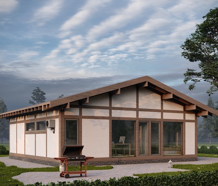 Проект дома в стиле ФАХВЕРК 110 м2 размером 10.5 на 10.5 м