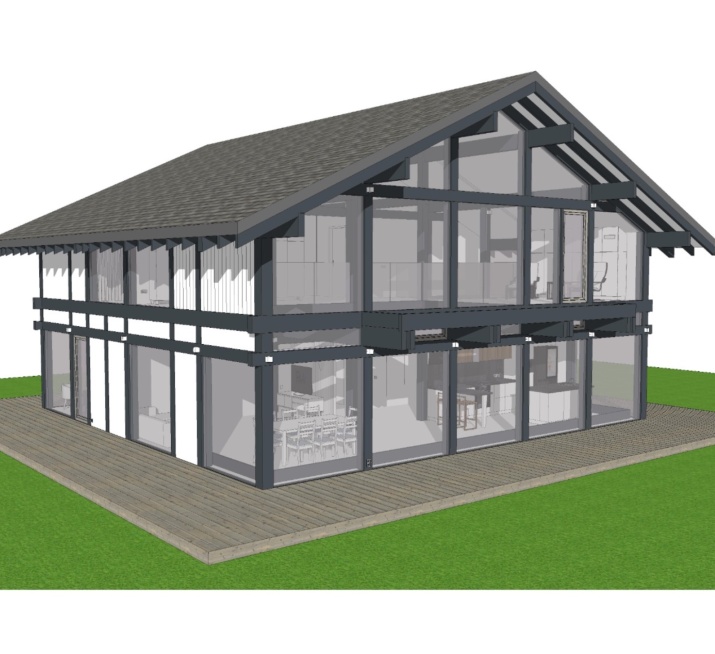 Проект дома в стиле ФАХВЕРК ШАЛЕ 294 м2 размером 11.8 на 12 м в 2 этажа Проект дома в стиле ФАХВЕРК ШАЛЕ 294 м2 размером 11.8 на 12 м в 2 этажа